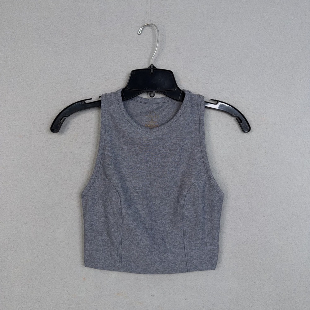 Varley Tank Top Women Small Gray Space Dye Cropped Racerback Athletic Athleisure